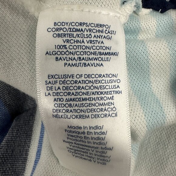 Chaps Mens Natural Stretch Stripe Polo Shirt Size Medium White/Blue Cotton - Picture 5 of 6